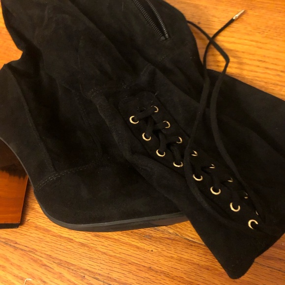 Material Girl Black Lace-Up Heeled Boots - Picture 3 of 4